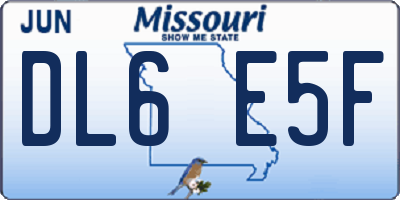 MO license plate DL6E5F
