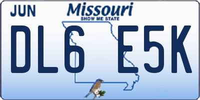 MO license plate DL6E5K