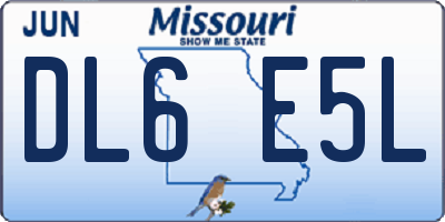 MO license plate DL6E5L