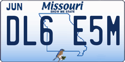 MO license plate DL6E5M