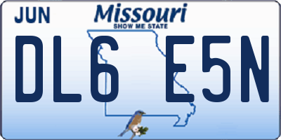 MO license plate DL6E5N