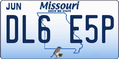 MO license plate DL6E5P