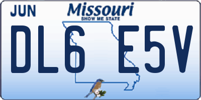 MO license plate DL6E5V