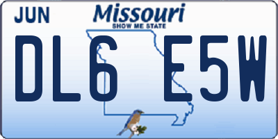 MO license plate DL6E5W
