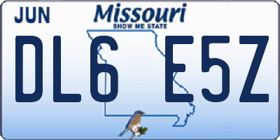 MO license plate DL6E5Z