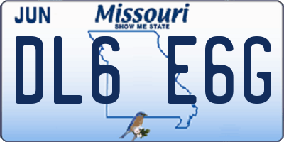 MO license plate DL6E6G