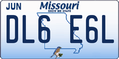 MO license plate DL6E6L