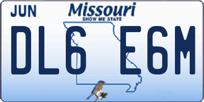 MO license plate DL6E6M