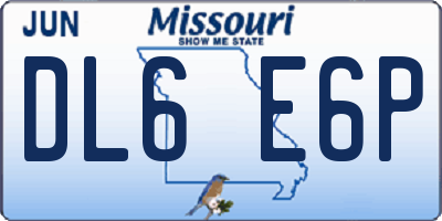 MO license plate DL6E6P