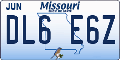 MO license plate DL6E6Z