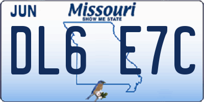 MO license plate DL6E7C