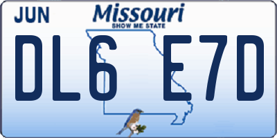 MO license plate DL6E7D