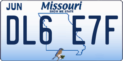 MO license plate DL6E7F