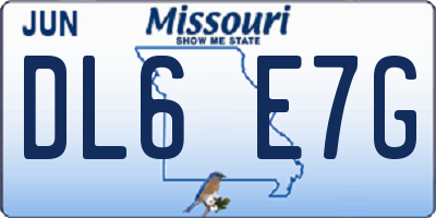 MO license plate DL6E7G