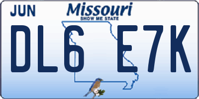 MO license plate DL6E7K