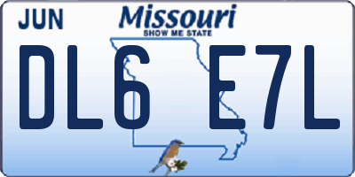 MO license plate DL6E7L