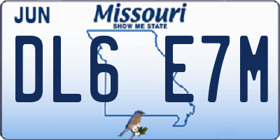 MO license plate DL6E7M