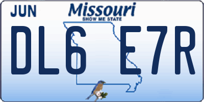 MO license plate DL6E7R
