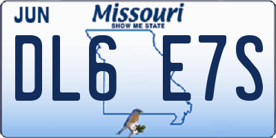 MO license plate DL6E7S