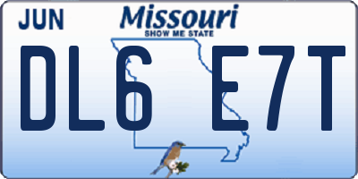 MO license plate DL6E7T