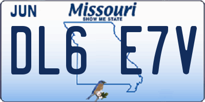 MO license plate DL6E7V