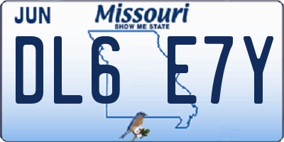MO license plate DL6E7Y
