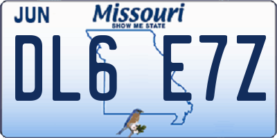 MO license plate DL6E7Z