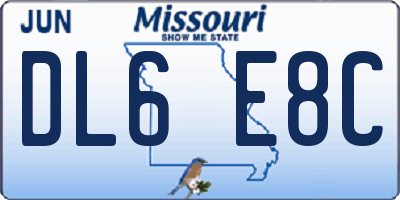MO license plate DL6E8C