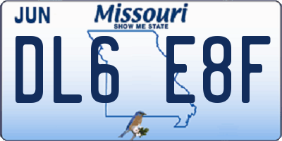 MO license plate DL6E8F