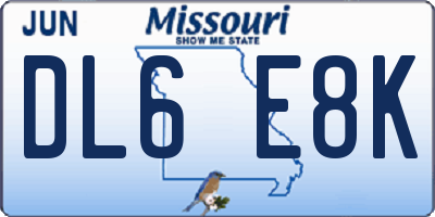 MO license plate DL6E8K