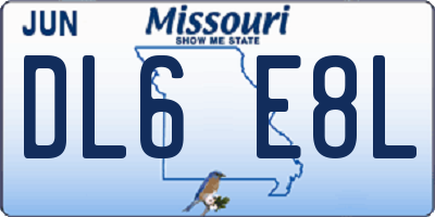MO license plate DL6E8L
