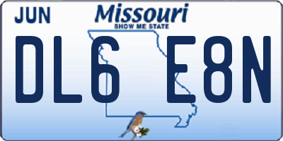 MO license plate DL6E8N