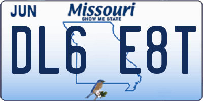 MO license plate DL6E8T