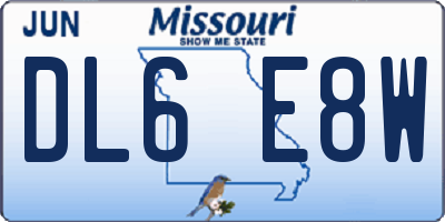 MO license plate DL6E8W
