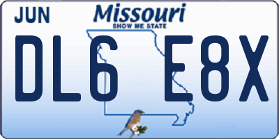 MO license plate DL6E8X