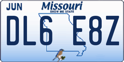 MO license plate DL6E8Z