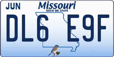 MO license plate DL6E9F