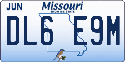 MO license plate DL6E9M