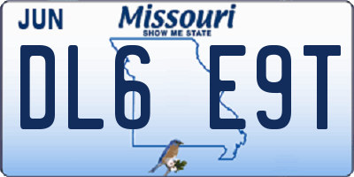 MO license plate DL6E9T