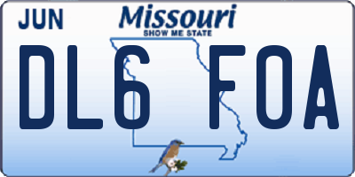 MO license plate DL6F0A