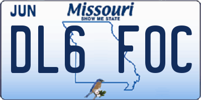 MO license plate DL6F0C