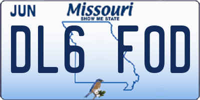 MO license plate DL6F0D