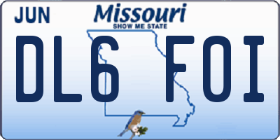 MO license plate DL6F0I