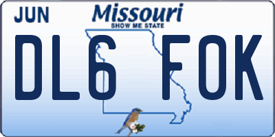 MO license plate DL6F0K