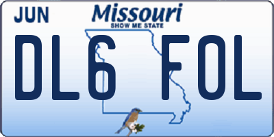 MO license plate DL6F0L