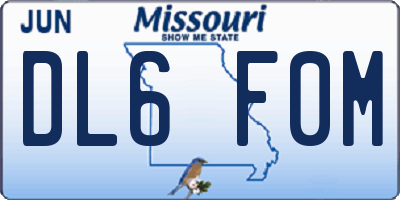 MO license plate DL6F0M