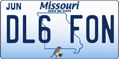 MO license plate DL6F0N