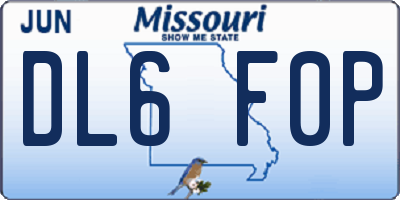 MO license plate DL6F0P