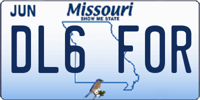 MO license plate DL6F0R