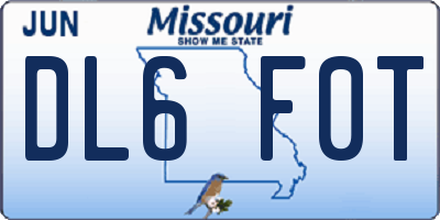 MO license plate DL6F0T